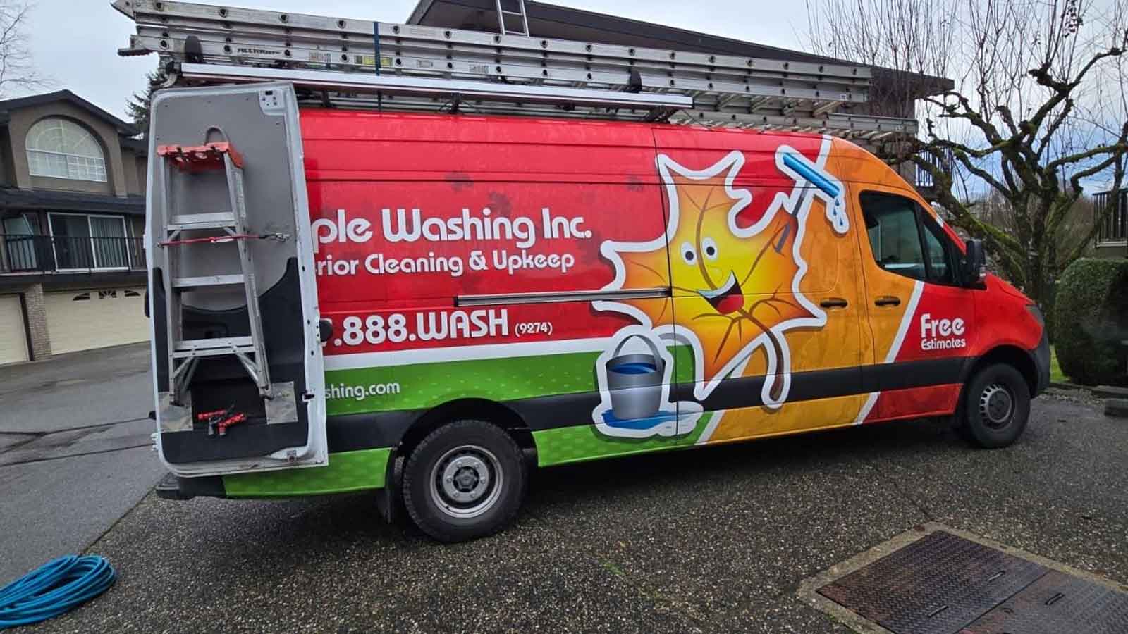 House Spring Cleaning Company vehicle for Maple Washing on site.